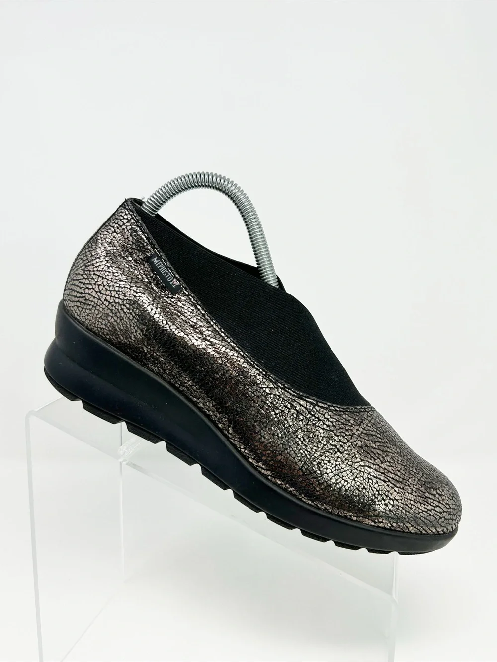 Mephisto Palmyre Womens Slip-On Comfort Flats Black Metallic Crackle Size 7.5